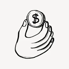 Hand holding coin, consumerism doodle © Rawpixel.com