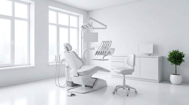 Modern dental clinic office interior isolated on white background