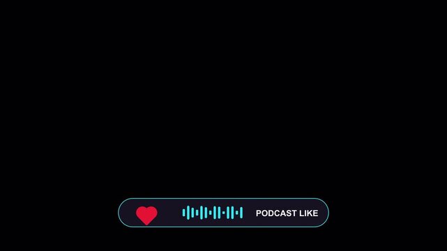 Audio Podcast Waveform Equalizer Bar with Pulsing Heart Like Badge Overlay Animation 10 Seconds Loop in 4K UHD