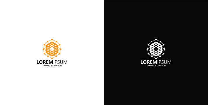 Abstract Hexagon Technology Logo Template Featuring Geometric Network Nodes Vector Design