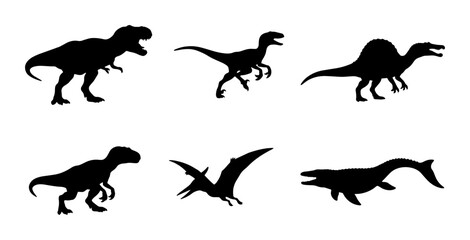 Dinosaur Silhouettes Collection: Prehistoric Creatures, Jurassic Icons, Ancient Reptiles, Vector Graphics © Niloy