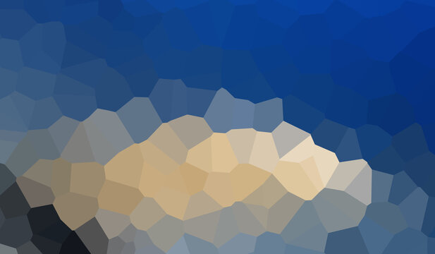 Abstract blue and beige geometric mosaic pattern background with crystal polygon shapes.