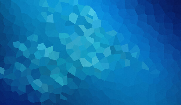 Abstract blue geometric mosaic background with crystal polygon pattern and textured surface