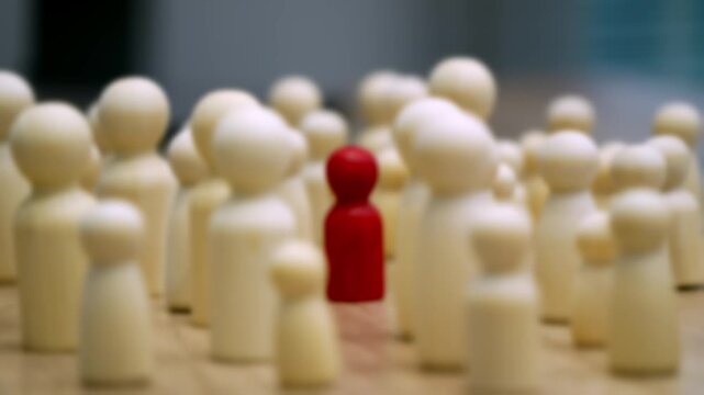 Wooden peg figures representing diversity and organization in human resources