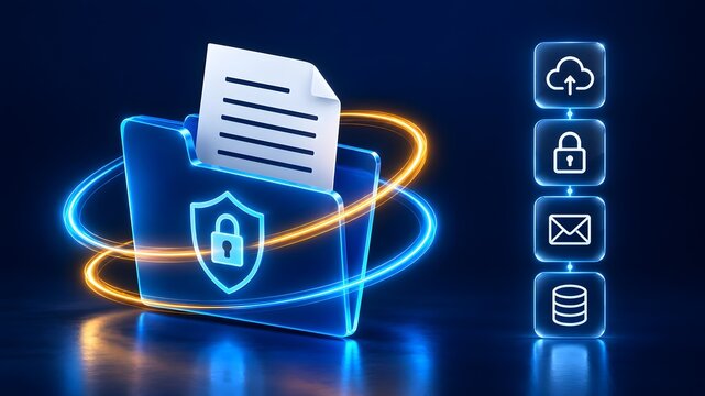 Encrypted virtual folder protecting sensitive corporate documents with advanced cybersecurity protocols