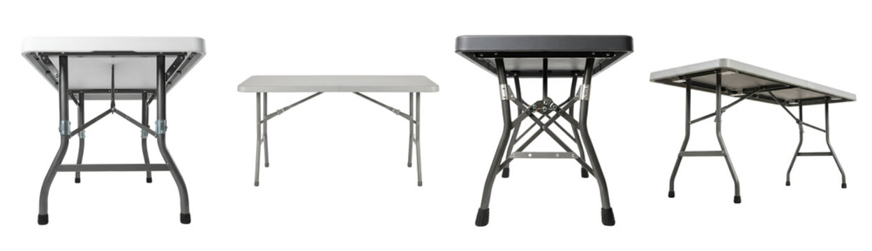 Four folding tables on transparent background