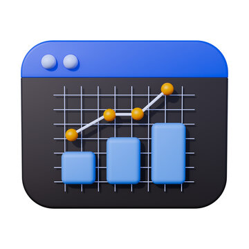 Online business graph 3d icon