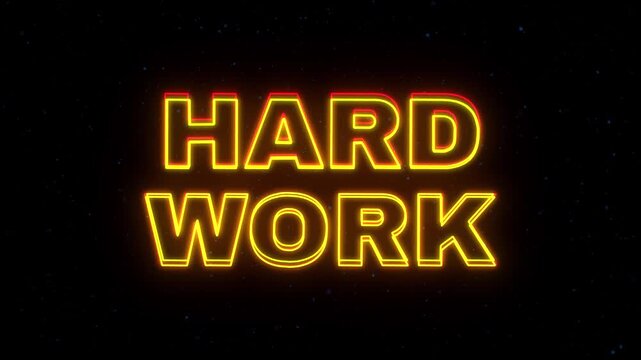  Hard Work Neon Sign Text with Classic Retro Theme.