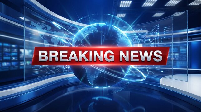 Global Breaking News Broadcast Graphic with 3D Earth