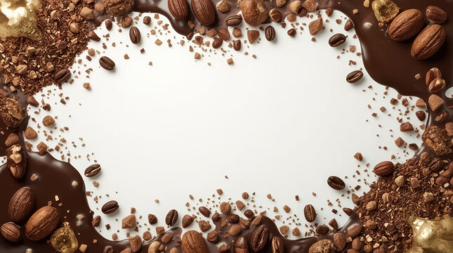 Chocolate frame, almond and coffee border for dessert design