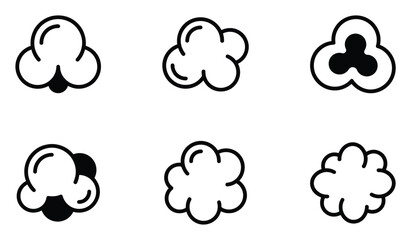 Obraz premium Set of minimalist popcorn kernel and shapes in black and white