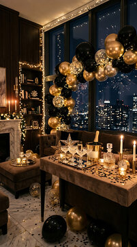 Rustic Christmas Flat Lay with Pine Branches and Candles on Wooden Table