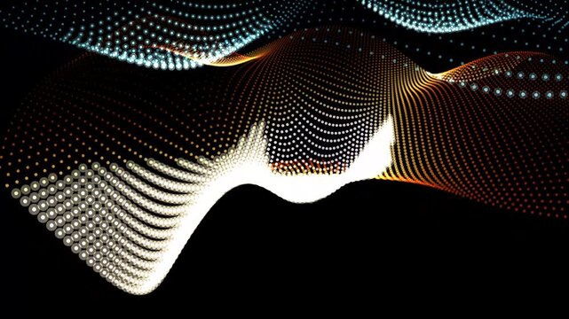 Abstract digital wave formed by glowing particles and dots on a dark background showing a futuristic technology concept with flowing motion and vibrant light patterns 4k Motion Video