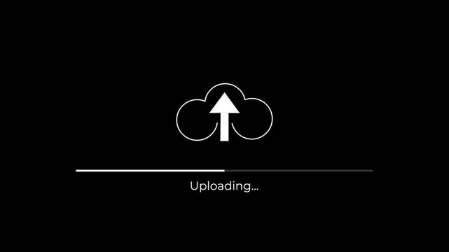 uploading to uploaded progress bar animation with moving upload icon.