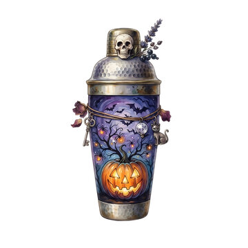 red spooky cocktail, Halloween cocktail, Halloween cocktail watercolor set with spooky drinks and decorations, party beverage collection for autumn and holiday design, spooky drinks
