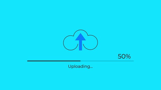 file upload progress bar reaching 100 percent and uploaded confirmation animation.