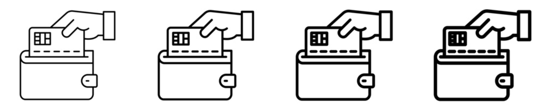 Insert Card Wallet Icon Set Different Style Collection