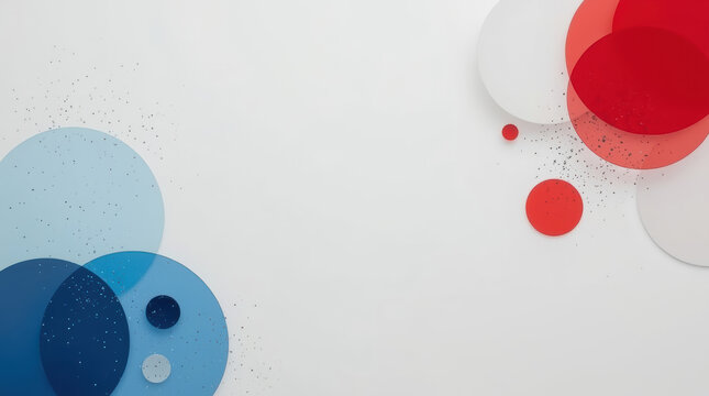 Abstract geometric background with red and blue circles creating modern contrast