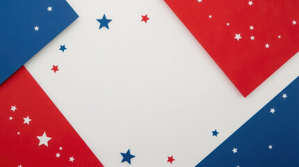 Obraz premium Red blue white star border creates patriotic Independence Day celebration backdrop