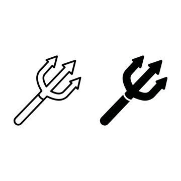 Trident pitchfork devil symbol icons