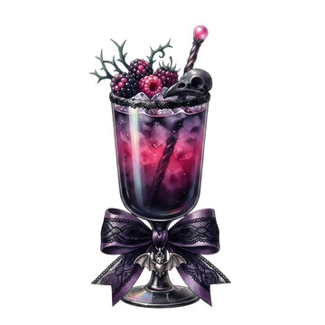 fancy halloween cocktail, halloween berry cocktail, Halloween cocktail watercolor set with spooky drinks and decorations, party beverage collection for autumn and holiday design
