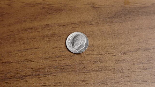 One Dime US Dollar Coin. Close up of USA, American currency. Front side of the One Dime US Dollar Coin
