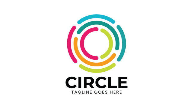 Abstract colorful circular logo design featuring segmented geometric rings in bright vibrant modern graphic style