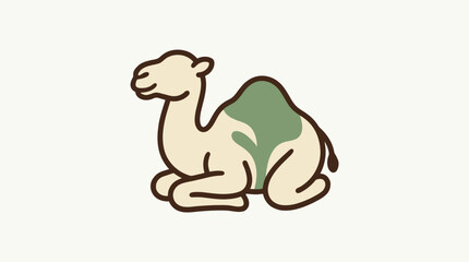 Fototapeta premium Minimalist Flat Vector Illustration of a Sitting Camel Featuring Soft Earth Tones and Simple Clean Lines for Desert and Wildlife Design Projects