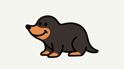 Fototapeta premium Cute vector mole illustration with friendly smiling face and simple outline design