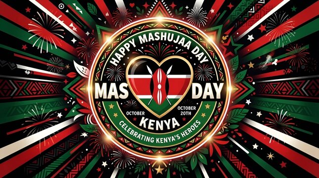 Happy Mashujaa Day Kenya vector banner design. Kenya Mashujaa Day modern minimal graphic poster illustration