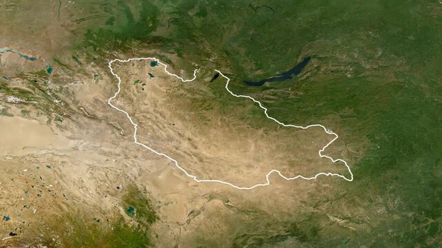Mongolia Country Map with Flag Animation 00:15