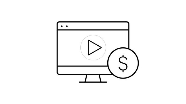 Online Income Icon Animation with Digital Earnings, Money Growth and Payment Symbol, Financial Concept, 4K HD