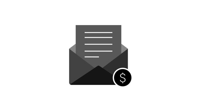 Salary Income Icon Animation with Email Box and Dollar Sign, 4K Finance Stock Video for Business Projects Use