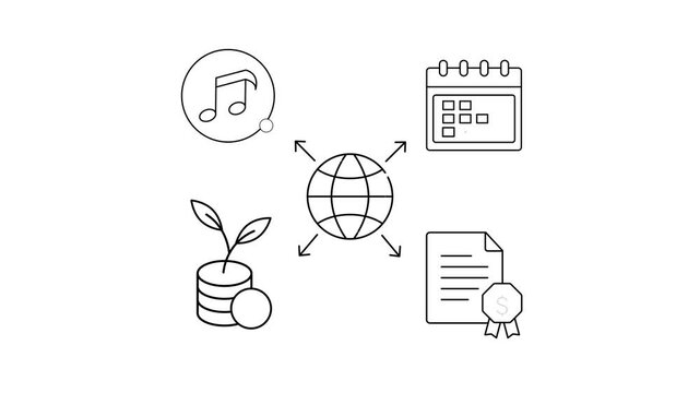 Business Income Icon Set Animation, Financial Growth, Revenue, Profit, Money and Finance, 4K Stock Video