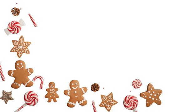 Christmas candy and gingerbread corner border