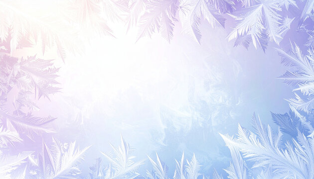Pale lavender and icy blue winter background with frost patterns 3