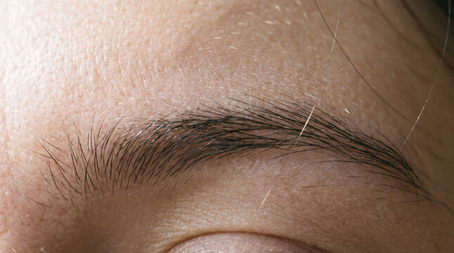 Macro close up of natural female eyebrow hair and brow bone