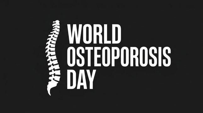 World Osteoporosis Day vector template featuring minimalist spine graphic on dark background