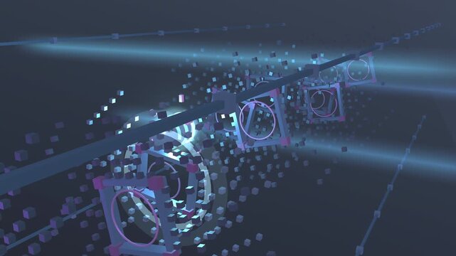 Encrypted data capsule and glowing lattice gates seamless loop