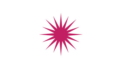 Fototapeta premium Pink 16-point star or sunburst shape in retro style isolated on a plain white background for minimalist design projects.