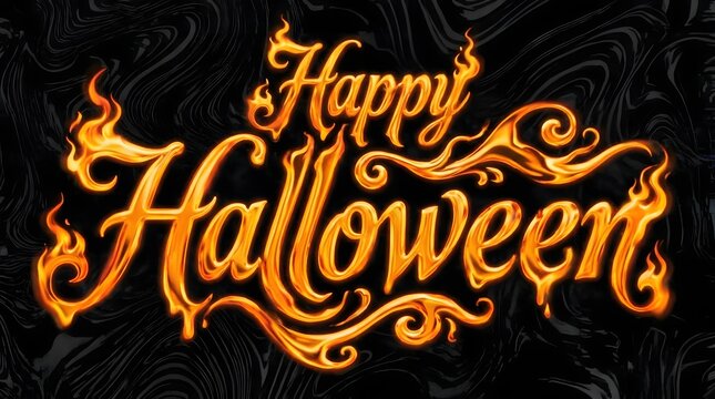 Celebrating the spooky season with a vibrant and festive happy halloween typography design full of warm autumnal colors and glowing effects