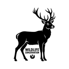 Fototapeta premium Minimalist black buck stag deer silhouette icon for wildlife conservation and nature branding
