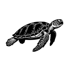 Obraz premium Simple black sea turtle silhouette icon isolated on white background for marine conservation