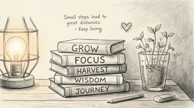 Inspirational book stack