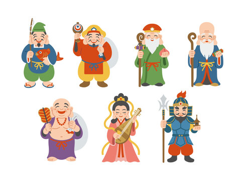 かわいい七福神のシンプルなイラスト