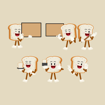 Set Of White Bread Mascot