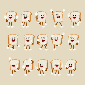Set Of White Bread Mascot