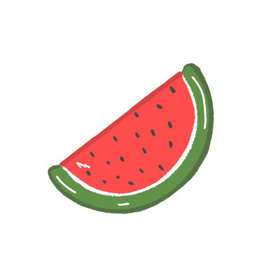 Watermelon slice vector illustration in cute hand drawn doodle style