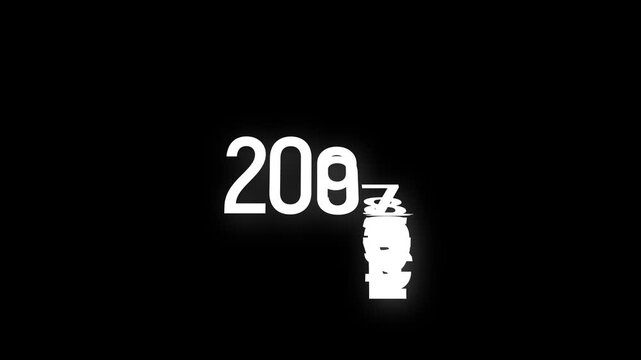 simple countdown year or years 1950 to 2008 number animation template. dynamic scrolling timeline 1950 to 2008 new year timer video black green white screen background 4k video
