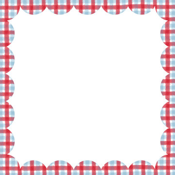 scalloped frame border gingham pattern design